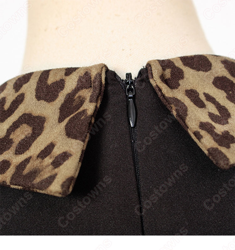 『ホテルデルーナ(호텔 델루나、Hotel Del Luna)』 IU(アイユー) コスプレ衣装 レオパード(ヒョウ柄)ワンピース 丸襟 長袖-10