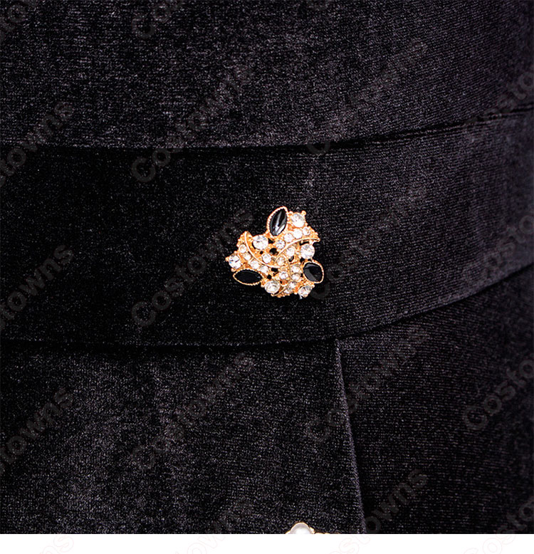 『ホテルデルーナ(호텔 델루나、Hotel Del Luna)』 IU（アイユー） コスプレ衣装 黒ワンピース 丸襟 長袖-9