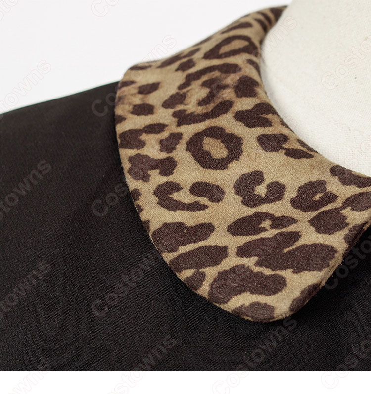 『ホテルデルーナ(호텔 델루나、Hotel Del Luna)』 IU(アイユー) コスプレ衣装 レオパード(ヒョウ柄)ワンピース 丸襟 長袖-6