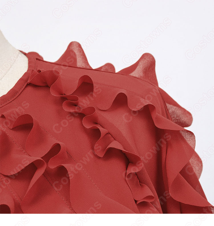 IU（アイユー）ワインレッド パーティードレス ワンピース 長袖 丸襟 『ホテルデルーナ(호텔 델루나、Hotel Del Luna)』 コスチューム 変装-9