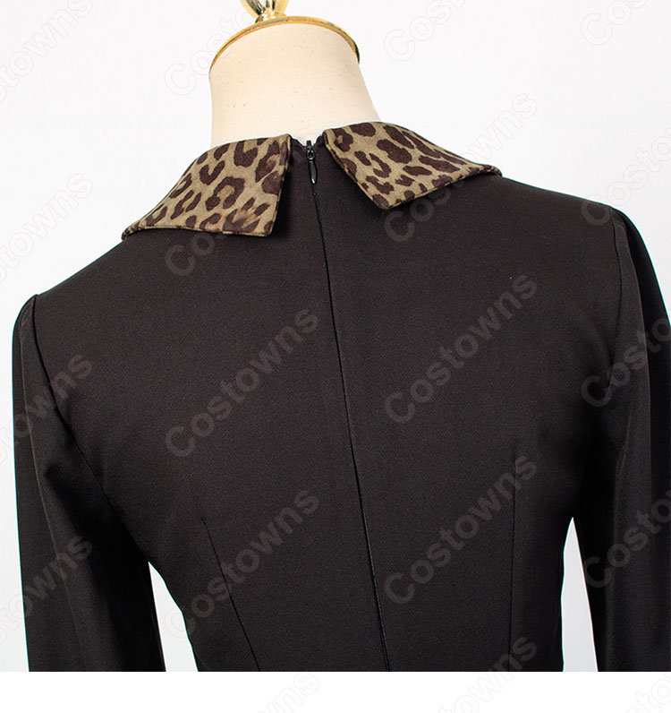 『ホテルデルーナ(호텔 델루나、Hotel Del Luna)』 IU(アイユー) コスプレ衣装 レオパード(ヒョウ柄)ワンピース 丸襟 長袖-8