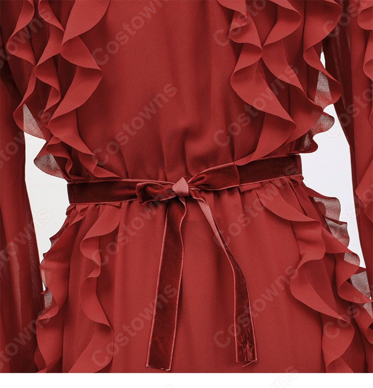 IU（アイユー）ワインレッド パーティードレス ワンピース 長袖 丸襟 『ホテルデルーナ(호텔 델루나、Hotel Del Luna)』 コスチューム 変装-12