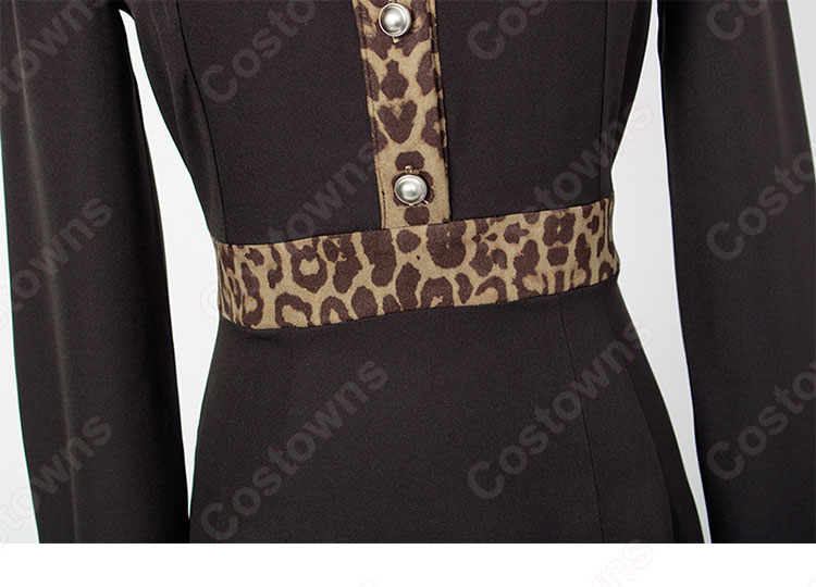 『ホテルデルーナ(호텔 델루나、Hotel Del Luna)』 IU(アイユー) コスプレ衣装 レオパード(ヒョウ柄)ワンピース 丸襟 長袖-13