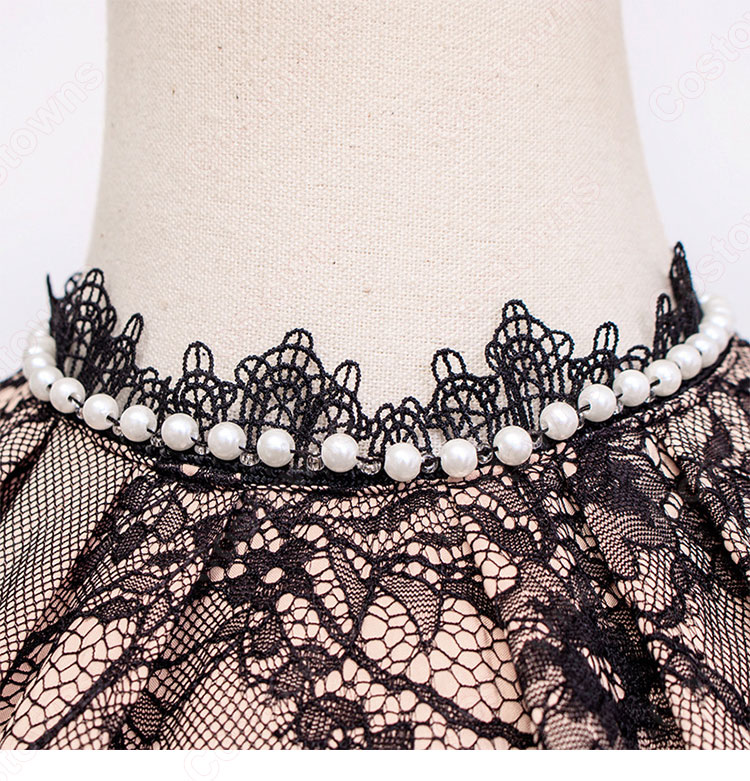 『ホテルデルーナ(호텔 델루나、Hotel Del Luna)』 IU（アイユー） コスプレ衣装 黒ワンピース 丸襟 長袖-6