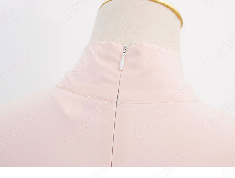 IU(アイユー)風 ワンピース ピンク 半袖 ドレス 『ホテルデルーナ(호텔 델루나、Hotel Del Luna)』 コスチューム 変装 コスプレ衣装-13