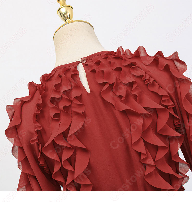 IU（アイユー）ワインレッド パーティードレス ワンピース 長袖 丸襟 『ホテルデルーナ(호텔 델루나、Hotel Del Luna)』 コスチューム 変装-6