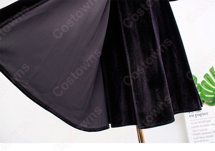 『ホテルデルーナ(호텔 델루나、Hotel Del Luna)』 IU（アイユー） コスプレ衣装 黒ワンピース 丸襟 長袖-12