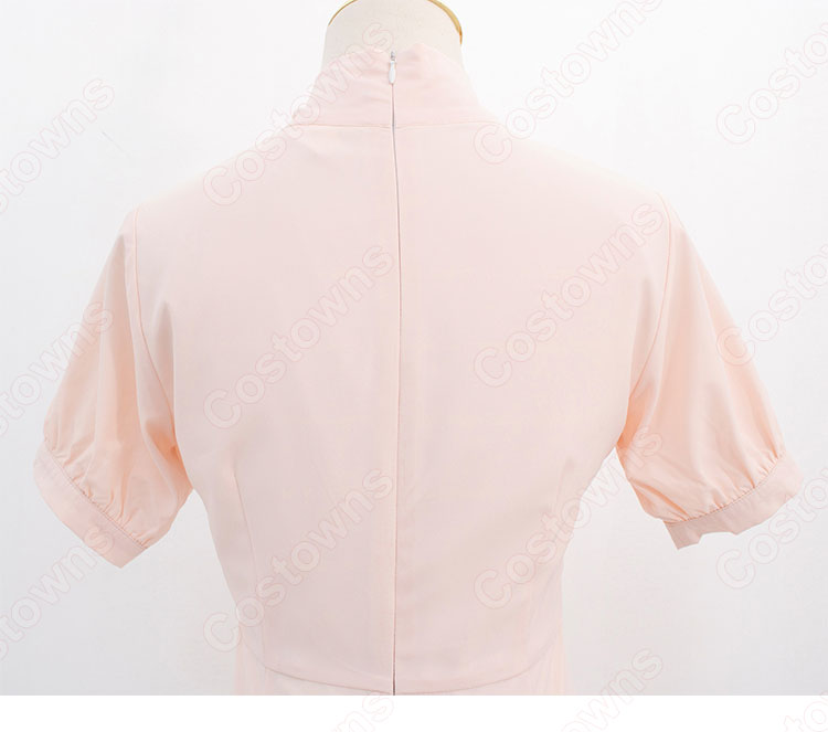 IU(アイユー)風 ワンピース ピンク 半袖 ドレス 『ホテルデルーナ(호텔 델루나、Hotel Del Luna)』 コスチューム 変装 コスプレ衣装-12