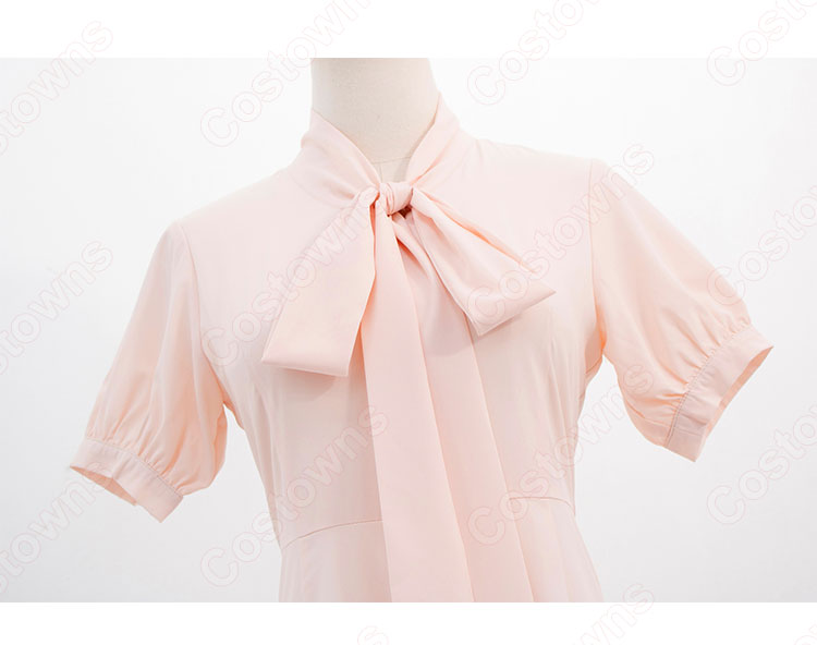 IU(アイユー)風 ワンピース ピンク 半袖 ドレス 『ホテルデルーナ(호텔 델루나、Hotel Del Luna)』 コスチューム 変装 コスプレ衣装-4