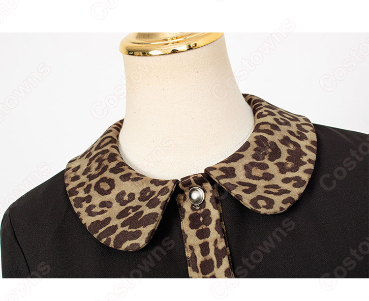 『ホテルデルーナ(호텔 델루나、Hotel Del Luna)』 IU(アイユー) コスプレ衣装 レオパード(ヒョウ柄)ワンピース 丸襟 長袖-5