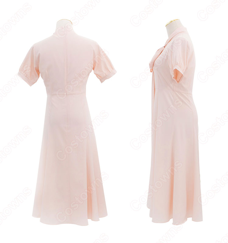 IU(アイユー)風 ワンピース ピンク 半袖 ドレス 『ホテルデルーナ(호텔 델루나、Hotel Del Luna)』 コスチューム 変装 コスプレ衣装-3