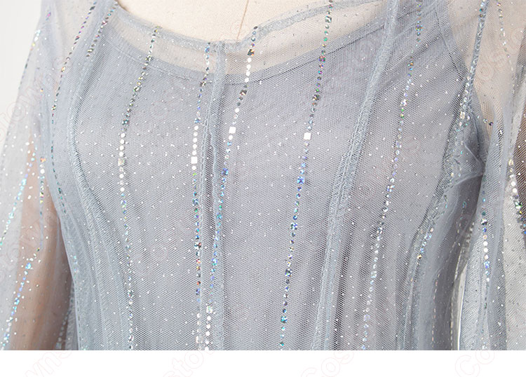 IU(アイユー) 風 ファッション パーティードレス 長袖 ハイウエスト ストライプ ワンピース-7