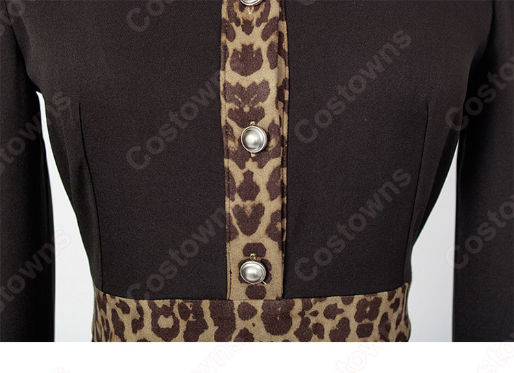 『ホテルデルーナ(호텔 델루나、Hotel Del Luna)』 IU(アイユー) コスプレ衣装 レオパード(ヒョウ柄)ワンピース 丸襟 長袖-7