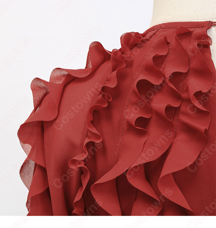 IU（アイユー）ワインレッド パーティードレス ワンピース 長袖 丸襟 『ホテルデルーナ(호텔 델루나、Hotel Del Luna)』 コスチューム 変装-8