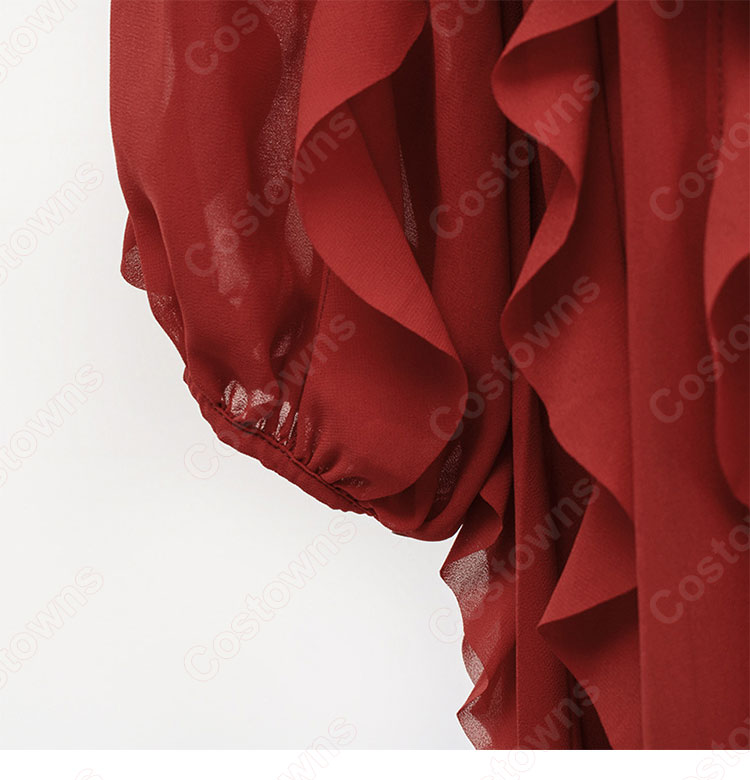 IU（アイユー）ワインレッド パーティードレス ワンピース 長袖 丸襟 『ホテルデルーナ(호텔 델루나、Hotel Del Luna)』 コスチューム 変装-10