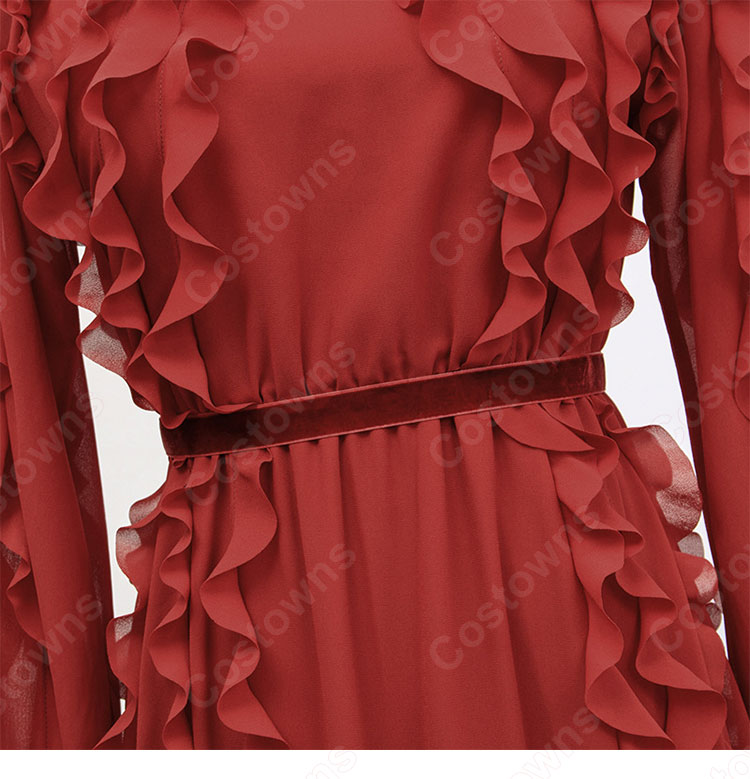 IU（アイユー）ワインレッド パーティードレス ワンピース 長袖 丸襟 『ホテルデルーナ(호텔 델루나、Hotel Del Luna)』 コスチューム 変装-11