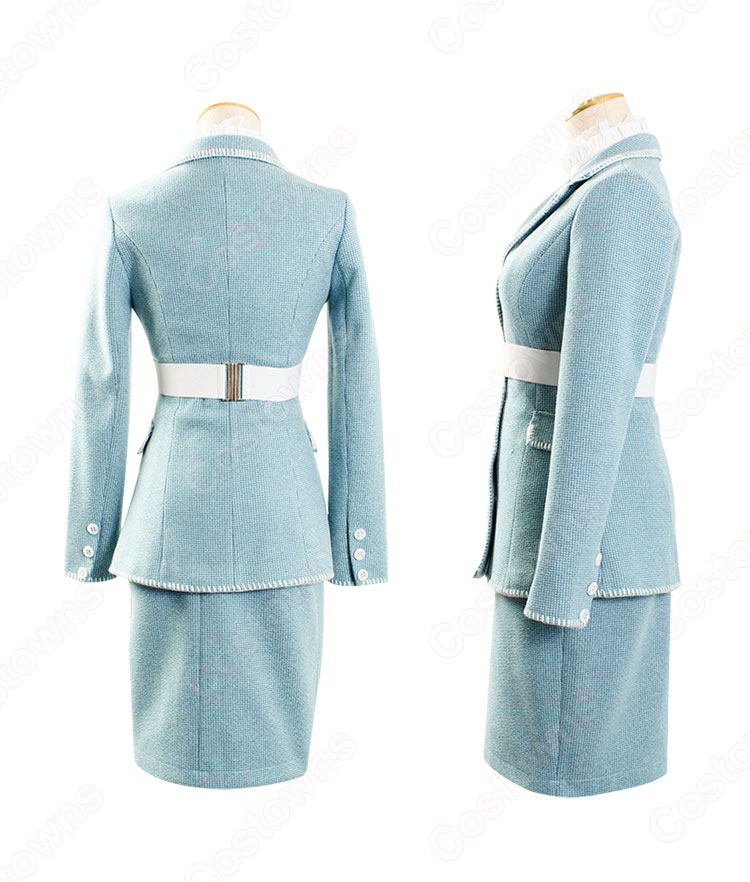 IU（アイユー）風 青スーツ コート スカート レースシャツ 『ホテルデルーナ(호텔 델루나、Hotel Del Luna)』 コスチューム 変装 コスプレ衣装-4