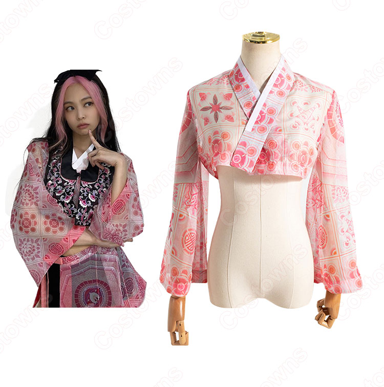 BLACKPINK（ブラックピンク） ジェニー（ 제니 / JENNIE）風 衣装 ピンク 柄プリント 4点セット（ベスト / カーディガン / スカート / ショーツ）-7