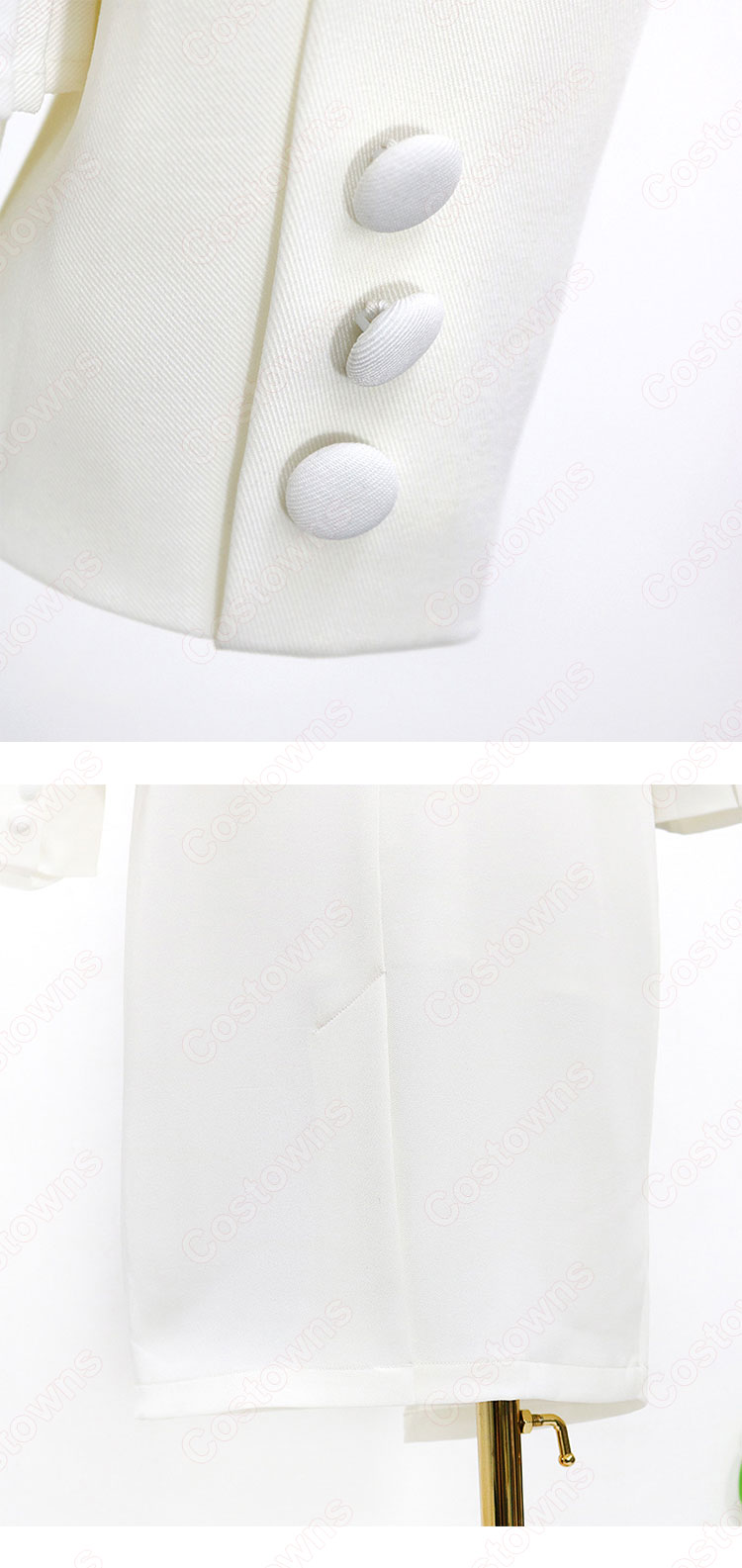 IU(アイユー)風 白のダブルブレストのペプラムスーツ 『ホテルデルーナ(호텔 델루나、Hotel Del Luna)』第1話 コスチューム 変装・仮装・コスプレ衣装-11