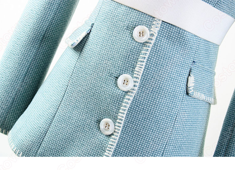 IU（アイユー）風 青スーツ コート スカート レースシャツ 『ホテルデルーナ(호텔 델루나、Hotel Del Luna)』 コスチューム 変装 コスプレ衣装-13