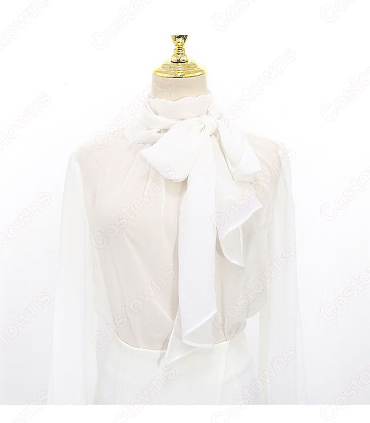 IU(アイユー)風 白のダブルブレストのペプラムスーツ 『ホテルデルーナ(호텔 델루나、Hotel Del Luna)』第1話 コスチューム 変装・仮装・コスプレ衣装-7