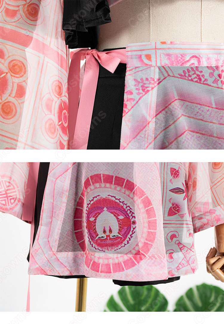 BLACKPINK（ブラックピンク） ジェニー（ 제니 / JENNIE）風 衣装 ピンク 柄プリント 4点セット（ベスト / カーディガン / スカート / ショーツ）-13