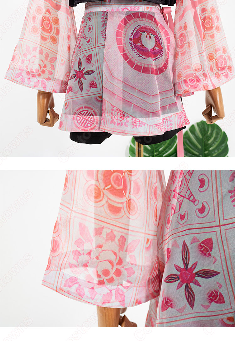 BLACKPINK（ブラックピンク） ジェニー（ 제니 / JENNIE）風 衣装 ピンク 柄プリント 4点セット（ベスト / カーディガン / スカート / ショーツ）-16