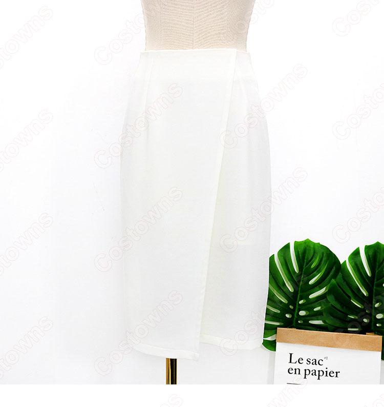 IU(アイユー)風 白のダブルブレストのペプラムスーツ 『ホテルデルーナ(호텔 델루나、Hotel Del Luna)』第1話 コスチューム 変装・仮装・コスプレ衣装-13