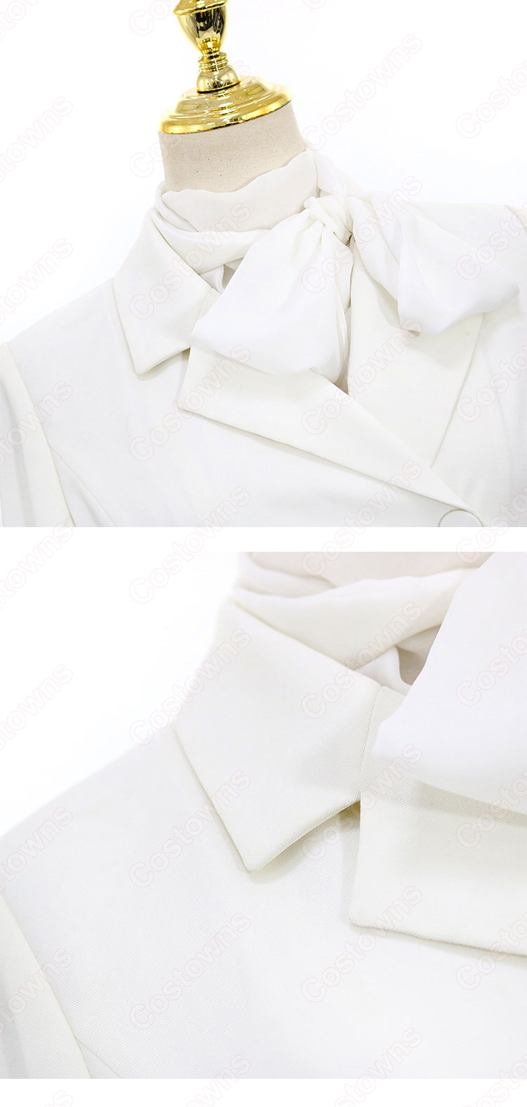IU(アイユー)風 白のダブルブレストのペプラムスーツ 『ホテルデルーナ(호텔 델루나、Hotel Del Luna)』第1話 コスチューム 変装・仮装・コスプレ衣装-8