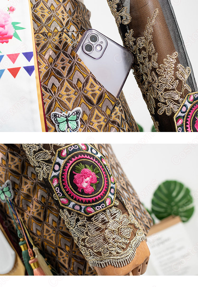 ブラックピンク（BLACKPINK） リサ（LISA）風 刺繍 ショート丈 トップス Aラインスカート レトロ韓服-9