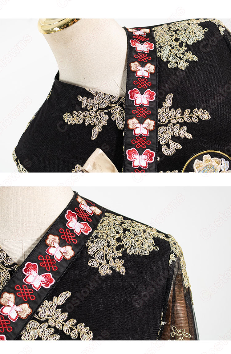 ブラックピンク（BLACKPINK） リサ（LISA）風 刺繍 ショート丈 トップス Aラインスカート レトロ韓服-6