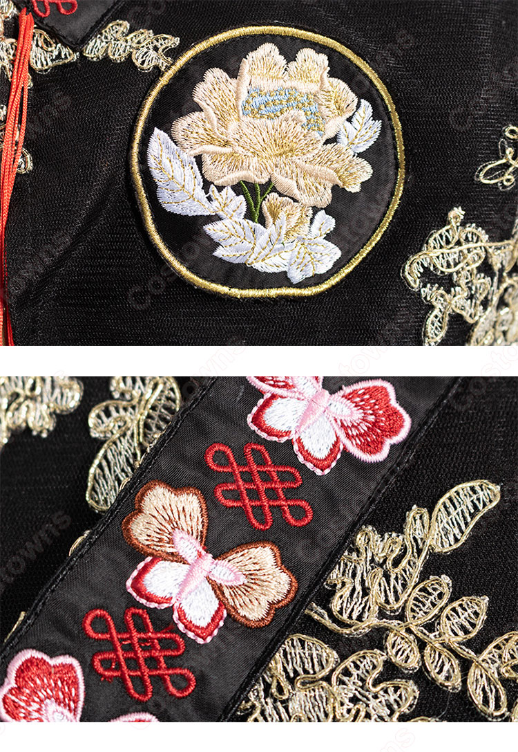 ブラックピンク（BLACKPINK） リサ（LISA）風 刺繍 ショート丈 トップス Aラインスカート レトロ韓服-12