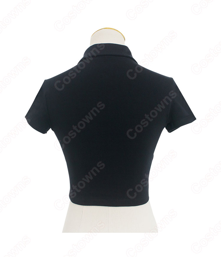 BLACKPINK(ブラックピンク) ジェニー(JENNIE)風 クロップ・トップ(半袖/黒)-5