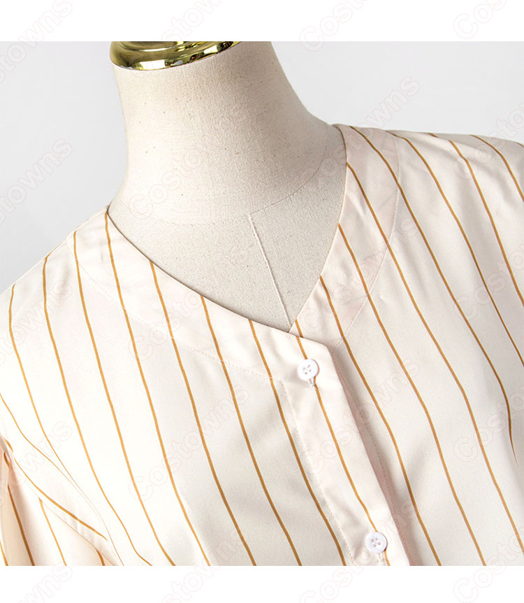 IU（アイユー）風 ストライプシャツ ハーフスカート(ワインレッド) 『ホテルデルーナ(호텔 델루나、Hotel Del Luna)』 コスプレ衣装-4