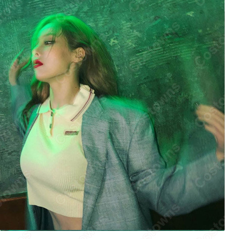 キム・ヒョナ（金泫雅、김현아、Kim Hyun Ah ）風 ニット クロップ・トップ イエロー/半袖 Wonder Girls（ワンダーガールズ） 衣装-1