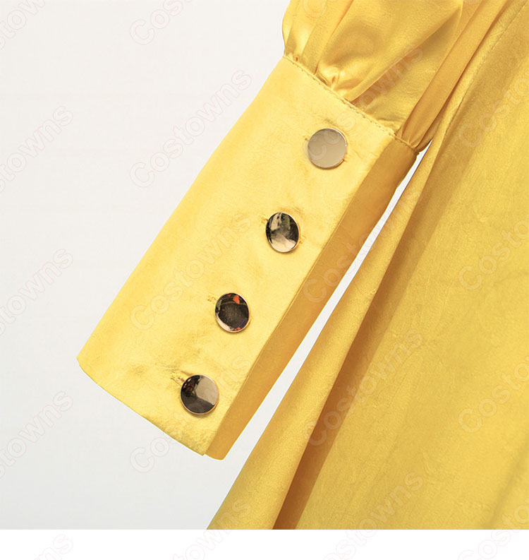 IU(アイユー)風 ワンピース イエロー/ロングドレス/ランタン袖 /Vネック ホテルデルーナ(호텔 델루나、Hotel Del Luna)』 チャン・マンウォル 衣装-9