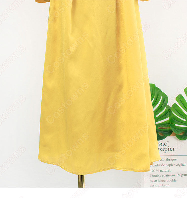 IU(アイユー)風 ワンピース イエロー/ロングドレス/ランタン袖 /Vネック ホテルデルーナ(호텔 델루나、Hotel Del Luna)』 チャン・マンウォル 衣装-11