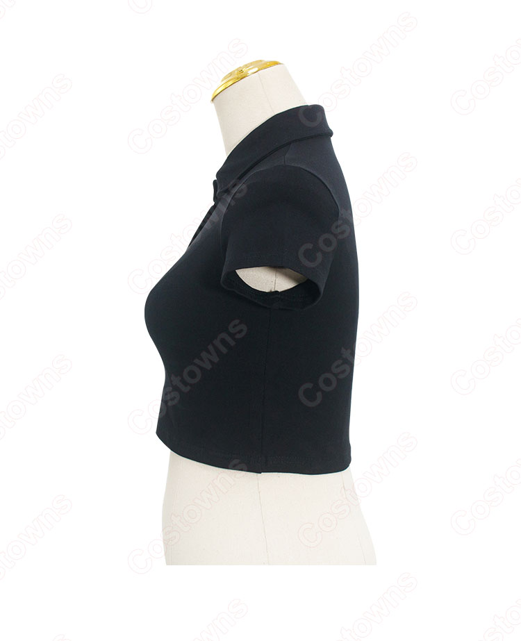 BLACKPINK(ブラックピンク) ジェニー(JENNIE)風 クロップ・トップ(半袖/黒)-4