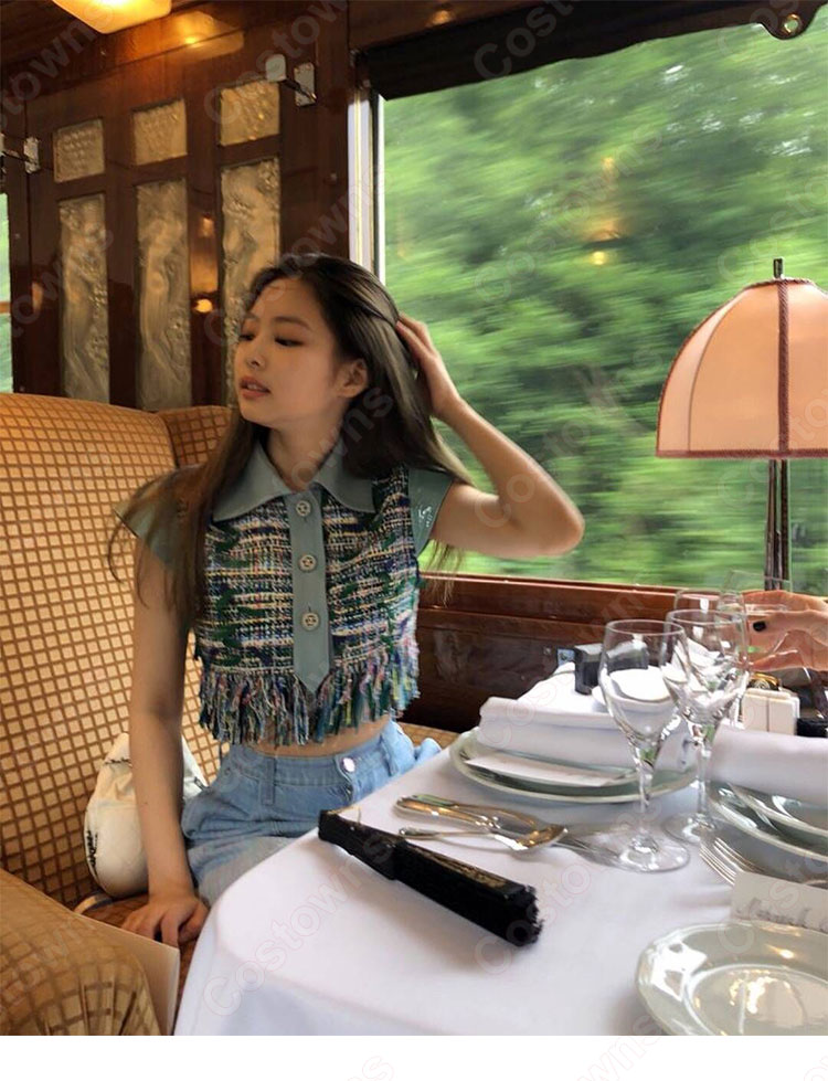 BLACKPINK ジェニー風 クロップ・トップ 半袖 シャツ - Costowns