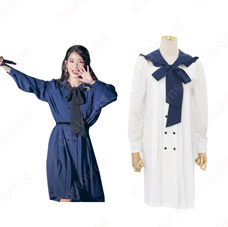 IU(アイユー)風 ルーズワンピース 長袖 可愛い蝶リボン アイドル 衣装-1