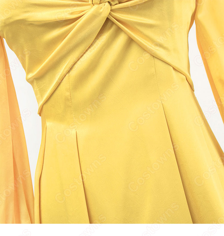 IU(アイユー)風 ワンピース イエロー/ロングドレス/ランタン袖 /Vネック ホテルデルーナ(호텔 델루나、Hotel Del Luna)』 チャン・マンウォル 衣装-10