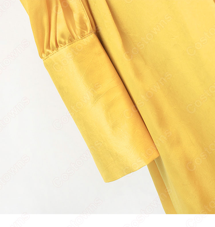 IU(アイユー)風 ワンピース イエロー/ロングドレス/ランタン袖 /Vネック ホテルデルーナ(호텔 델루나、Hotel Del Luna)』 チャン・マンウォル 衣装-8