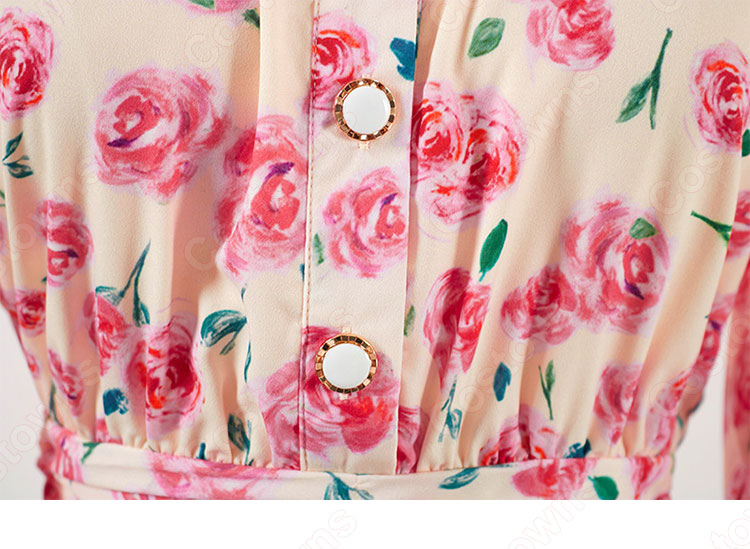 ジョイ (Red Velvet)風 フローラルプリントワンピース（長袖） Joy アイドル 衣装-7