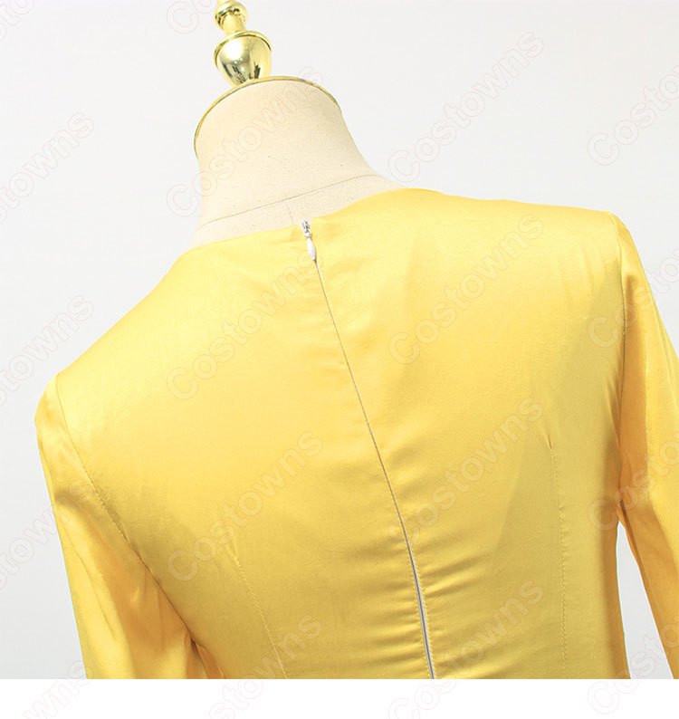 IU(アイユー)風 ワンピース イエロー/ロングドレス/ランタン袖 /Vネック ホテルデルーナ(호텔 델루나、Hotel Del Luna)』 チャン・マンウォル 衣装-7