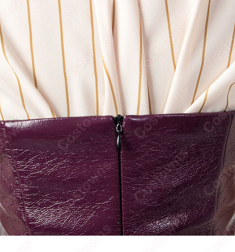 IU（アイユー）風 ストライプシャツ ハーフスカート(ワインレッド) 『ホテルデルーナ(호텔 델루나、Hotel Del Luna)』 コスプレ衣装-9