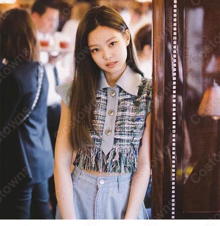 BLACKPINK ジェニー風 クロップ・トップ 半袖 シャツ - Costowns