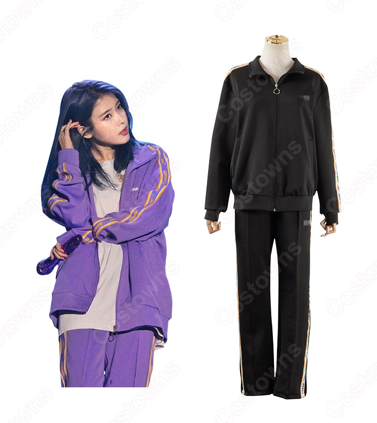 IU（アイユー）風 トラックスーツ上下セット カジュアルパンツ ジャケット（長袖）-12