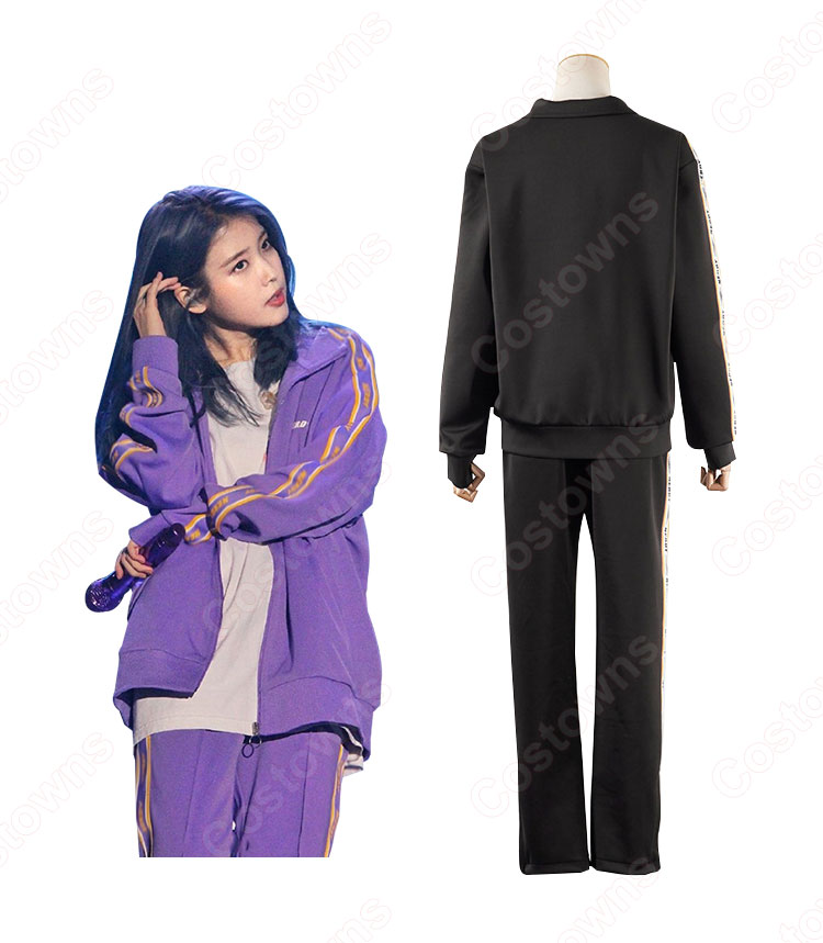 IU（アイユー）風 トラックスーツ上下セット カジュアルパンツ ジャケット（長袖）-14