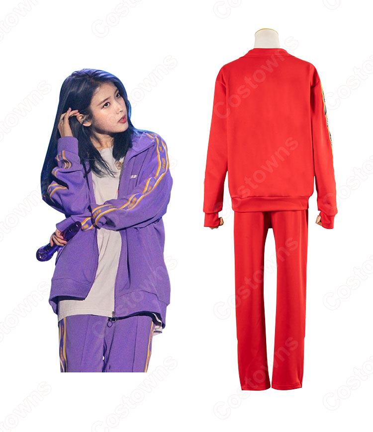 IU（アイユー）風 トラックスーツ上下セット カジュアルパンツ ジャケット（長袖）-8