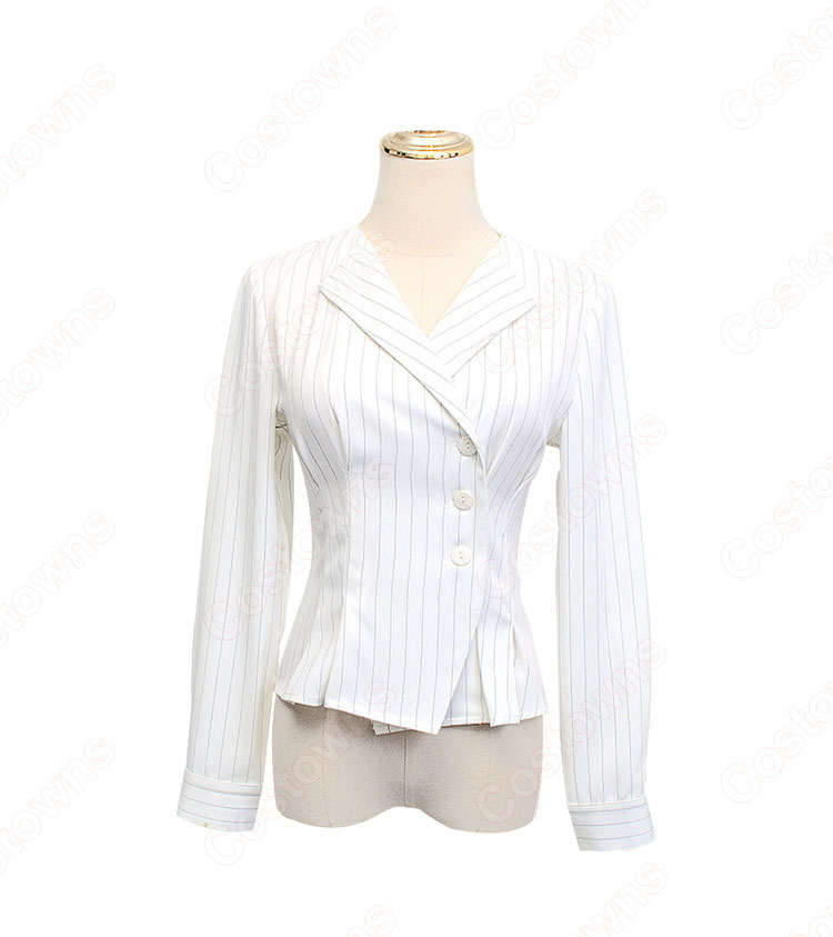 IU(アイユー)風 ストライプシャツ(7分袖) ミディスカート セットアップ 『ホテルデルーナ(호텔 델루나、Hotel Del Luna)』第15話 チャン・マンウォル コスチューム 変装・仮装・コスプレ衣装-5